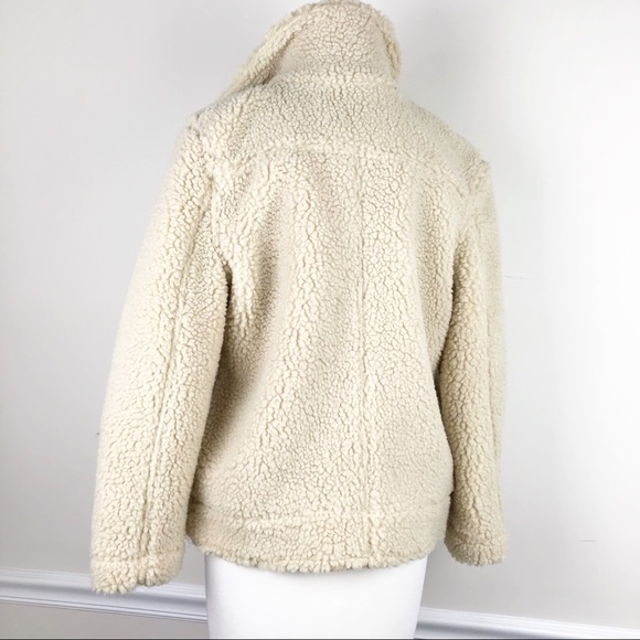 H&M Beige Sherpa Pile Teddy Faux Biker Coat - Picture 3 of 8